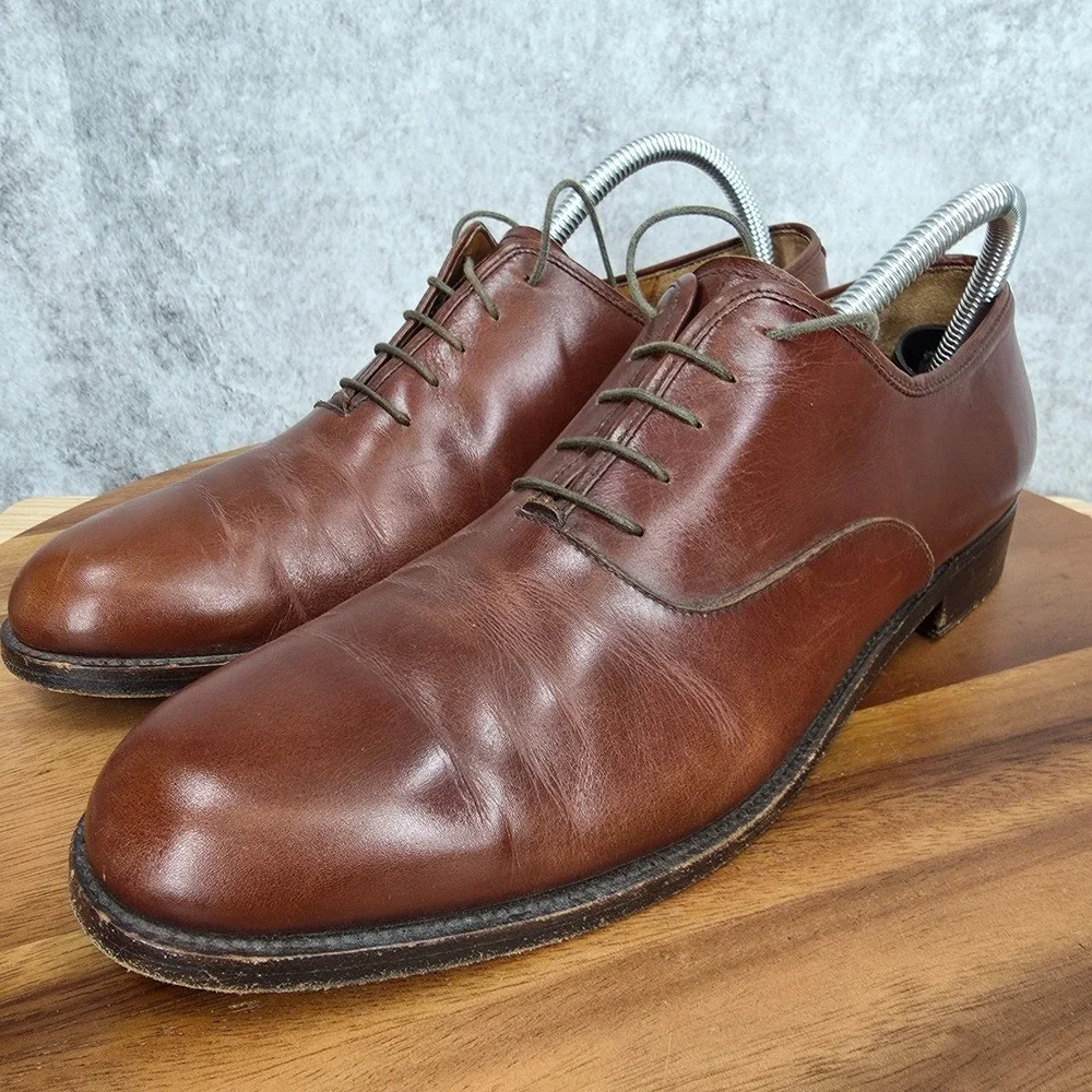 Salvatore Ferragamo Oxford Shoes Mens‎ 8.5 Brown Leather Italy Derby $1490